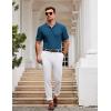 imageCOOFANDY Mens Knit Polo Shirt Short Sleeve Vintage Textured Casual Golf Shirts Summer Beach TopBlue