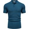 imageCOOFANDY Mens Knit Polo Shirt Short Sleeve Vintage Textured Casual Golf Shirts Summer Beach TopBlue