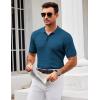 imageCOOFANDY Mens Knit Polo Shirt Short Sleeve Vintage Textured Casual Golf Shirts Summer Beach TopBlue
