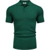 imageCOOFANDY Mens Knit Polo Shirt Short Sleeve Vintage Textured Casual Golf Shirts Summer Beach TopDark Green