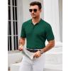 imageCOOFANDY Mens Knit Polo Shirt Short Sleeve Vintage Textured Casual Golf Shirts Summer Beach TopDark Green
