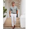 imageCOOFANDY Mens Knit Polo Shirt Short Sleeve Vintage Textured Casual Golf Shirts Summer Beach TopLight Gray