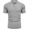 imageCOOFANDY Mens Knit Polo Shirt Short Sleeve Vintage Textured Casual Golf Shirts Summer Beach TopLight Gray