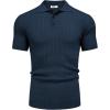imageCOOFANDY Mens Knit Polo Shirt Short Sleeve Vintage Textured Casual Golf Shirts Summer Beach TopNavy Blue
