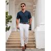 imageCOOFANDY Mens Knit Polo Shirt Short Sleeve Vintage Textured Casual Golf Shirts Summer Beach TopNavy Blue