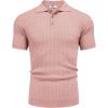 imageCOOFANDY Mens Knit Polo Shirt Short Sleeve Vintage Textured Casual Golf Shirts Summer Beach TopPink