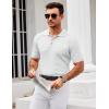 imageCOOFANDY Mens Knit Polo Shirt Short Sleeve Vintage Textured Casual Golf Shirts Summer Beach TopWhite