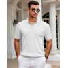 imageCOOFANDY Mens Knit Polo Shirt Short Sleeve Vintage Textured Casual Golf Shirts Summer Beach TopWhite