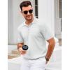 imageCOOFANDY Mens Knit Polo Shirt Short Sleeve Vintage Textured Casual Golf Shirts Summer Beach TopWhite