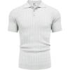 imageCOOFANDY Mens Knit Polo Shirt Short Sleeve Vintage Textured Casual Golf Shirts Summer Beach TopWhite
