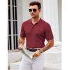 imageCOOFANDY Mens Knit Polo Shirt Short Sleeve Vintage Textured Casual Golf Shirts Summer Beach TopWine Red