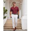 imageCOOFANDY Mens Knit Polo Shirt Short Sleeve Vintage Textured Casual Golf Shirts Summer Beach TopWine Red