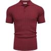 imageCOOFANDY Mens Knit Polo Shirt Short Sleeve Vintage Textured Casual Golf Shirts Summer Beach TopWine Red