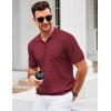 imageCOOFANDY Mens Knit Polo Shirt Short Sleeve Vintage Textured Casual Golf Shirts Summer Beach TopWine Red