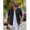 imageCOOFANDY Mens Knit Shirts Short Sleeve Button Down Polo Shirt Vintage Casual Beach Shirt Summer TopsBlack