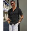 imageCOOFANDY Mens Knit Shirts Short Sleeve Button Down Polo Shirt Vintage Casual Beach Shirt Summer TopsBlack