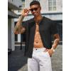 imageCOOFANDY Mens Knit Shirts Short Sleeve Button Down Polo Shirt Vintage Casual Beach Shirt Summer TopsBlack