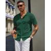 imageCOOFANDY Mens Knit Shirts Short Sleeve Button Down Polo Shirt Vintage Casual Beach Shirt Summer TopsDark Green