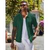 imageCOOFANDY Mens Knit Shirts Short Sleeve Button Down Polo Shirt Vintage Casual Beach Shirt Summer TopsDark Green