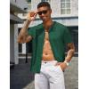 imageCOOFANDY Mens Knit Shirts Short Sleeve Button Down Polo Shirt Vintage Casual Beach Shirt Summer TopsDark Green
