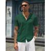 imageCOOFANDY Mens Knit Shirts Short Sleeve Button Down Polo Shirt Vintage Casual Beach Shirt Summer TopsDark Green