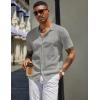 imageCOOFANDY Mens Knit Shirts Short Sleeve Button Down Polo Shirt Vintage Casual Beach Shirt Summer TopsGrey
