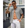 imageCOOFANDY Mens Knit Shirts Short Sleeve Button Down Polo Shirt Vintage Casual Beach Shirt Summer TopsGrey