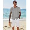 imageCOOFANDY Mens Knit Shirts Short Sleeve Button Down Polo Shirt Vintage Casual Beach Shirt Summer TopsGrey