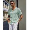 imageCOOFANDY Mens Knit Shirts Short Sleeve Button Down Polo Shirt Vintage Casual Beach Shirt Summer TopsIce Green