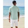 imageCOOFANDY Mens Knit Shirts Short Sleeve Button Down Polo Shirt Vintage Casual Beach Shirt Summer TopsIce Green
