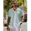 imageCOOFANDY Mens Knit Shirts Short Sleeve Button Down Polo Shirt Vintage Casual Beach Shirt Summer TopsIce Green