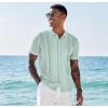 imageCOOFANDY Mens Knit Shirts Short Sleeve Button Down Polo Shirt Vintage Casual Beach Shirt Summer TopsIce Green