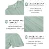imageCOOFANDY Mens Knit Shirts Short Sleeve Button Down Polo Shirt Vintage Casual Beach Shirt Summer TopsIce Green