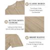 imageCOOFANDY Mens Knit Shirts Short Sleeve Button Down Polo Shirt Vintage Casual Beach Shirt Summer TopsKhaki