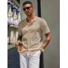 imageCOOFANDY Mens Knit Shirts Short Sleeve Button Down Polo Shirt Vintage Casual Beach Shirt Summer TopsKhaki