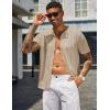 imageCOOFANDY Mens Knit Shirts Short Sleeve Button Down Polo Shirt Vintage Casual Beach Shirt Summer TopsKhaki