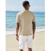 imageCOOFANDY Mens Knit Shirts Short Sleeve Button Down Polo Shirt Vintage Casual Beach Shirt Summer TopsKhaki
