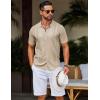 imageCOOFANDY Mens Knit Shirts Short Sleeve Button Down Polo Shirt Vintage Casual Beach Shirt Summer TopsKhaki