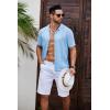 imageCOOFANDY Mens Knit Shirts Short Sleeve Button Down Polo Shirt Vintage Casual Beach Shirt Summer TopsLight Blue