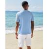imageCOOFANDY Mens Knit Shirts Short Sleeve Button Down Polo Shirt Vintage Casual Beach Shirt Summer TopsLight Blue