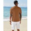 imageCOOFANDY Mens Knit Shirts Short Sleeve Button Down Polo Shirt Vintage Casual Beach Shirt Summer TopsLight Brown