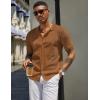 imageCOOFANDY Mens Knit Shirts Short Sleeve Button Down Polo Shirt Vintage Casual Beach Shirt Summer TopsLight Brown