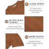 imageCOOFANDY Mens Knit Shirts Short Sleeve Button Down Polo Shirt Vintage Casual Beach Shirt Summer TopsLight Brown