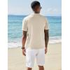 imageCOOFANDY Mens Knit Shirts Short Sleeve Button Down Polo Shirt Vintage Casual Beach Shirt Summer TopsLight Khaki