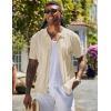 imageCOOFANDY Mens Knit Shirts Short Sleeve Button Down Polo Shirt Vintage Casual Beach Shirt Summer TopsLight Khaki