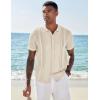 imageCOOFANDY Mens Knit Shirts Short Sleeve Button Down Polo Shirt Vintage Casual Beach Shirt Summer TopsLight Khaki