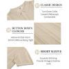 imageCOOFANDY Mens Knit Shirts Short Sleeve Button Down Polo Shirt Vintage Casual Beach Shirt Summer TopsLight Khaki