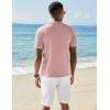 imageCOOFANDY Mens Knit Shirts Short Sleeve Button Down Polo Shirt Vintage Casual Beach Shirt Summer TopsLight Pink