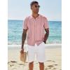 imageCOOFANDY Mens Knit Shirts Short Sleeve Button Down Polo Shirt Vintage Casual Beach Shirt Summer TopsLight Pink
