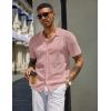 imageCOOFANDY Mens Knit Shirts Short Sleeve Button Down Polo Shirt Vintage Casual Beach Shirt Summer TopsLight Pink